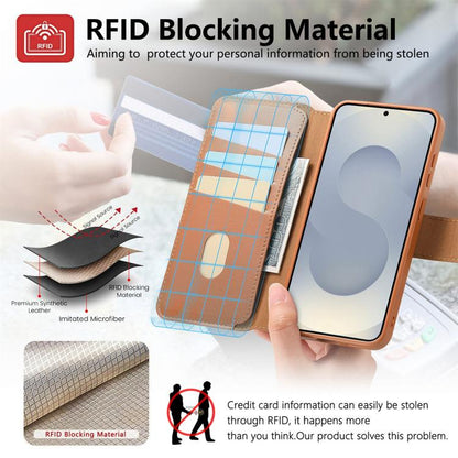 For Samsung Galaxy S25+ / S24+ 5G CaseNeo Finger Grip Strap MagSafe Leather Phone Case(Brown) - Galaxy S25+ 5G Cases by CaseNeo | Online Shopping UK | buy2fix