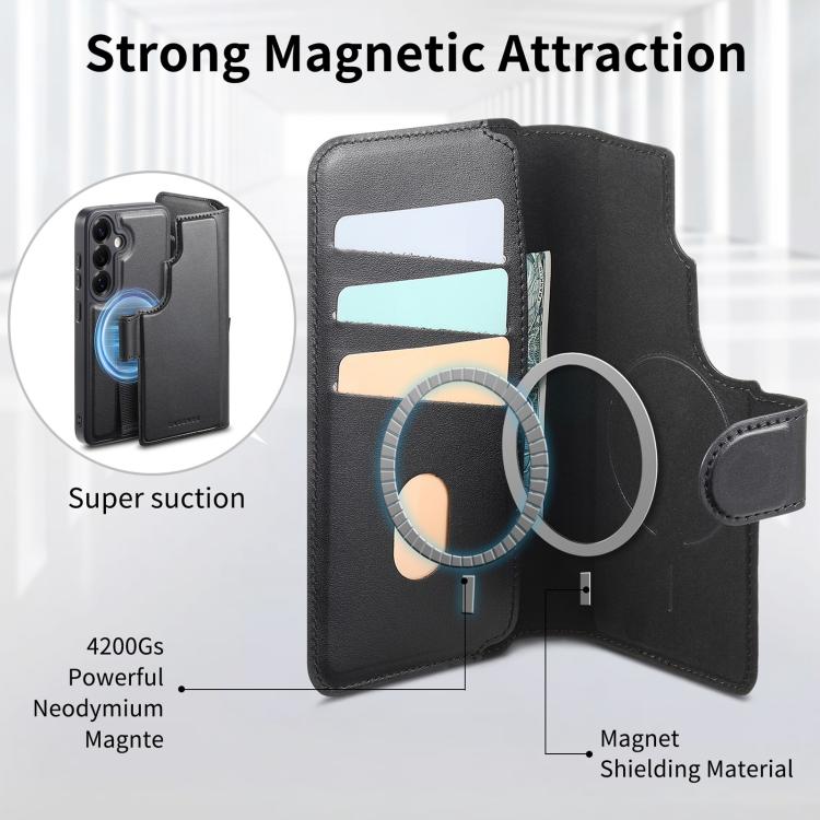For Samsung Galaxy S25+ / S24+ 5G CaseNeo Finger Grip Strap MagSafe Leather Phone Case(Black) - Galaxy S25+ 5G Cases by CaseNeo | Online Shopping UK | buy2fix