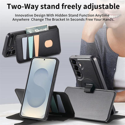 For Samsung Galaxy S25+ / S24+ 5G CaseNeo Finger Grip Strap MagSafe Leather Phone Case(Black) - Galaxy S25+ 5G Cases by CaseNeo | Online Shopping UK | buy2fix