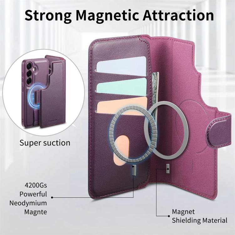 For Samsung Galaxy S25+ / S24+ 5G CaseNeo Finger Grip Strap MagSafe Leather Phone Case(Purple) - Galaxy S25+ 5G Cases by CaseNeo | Online Shopping UK | buy2fix