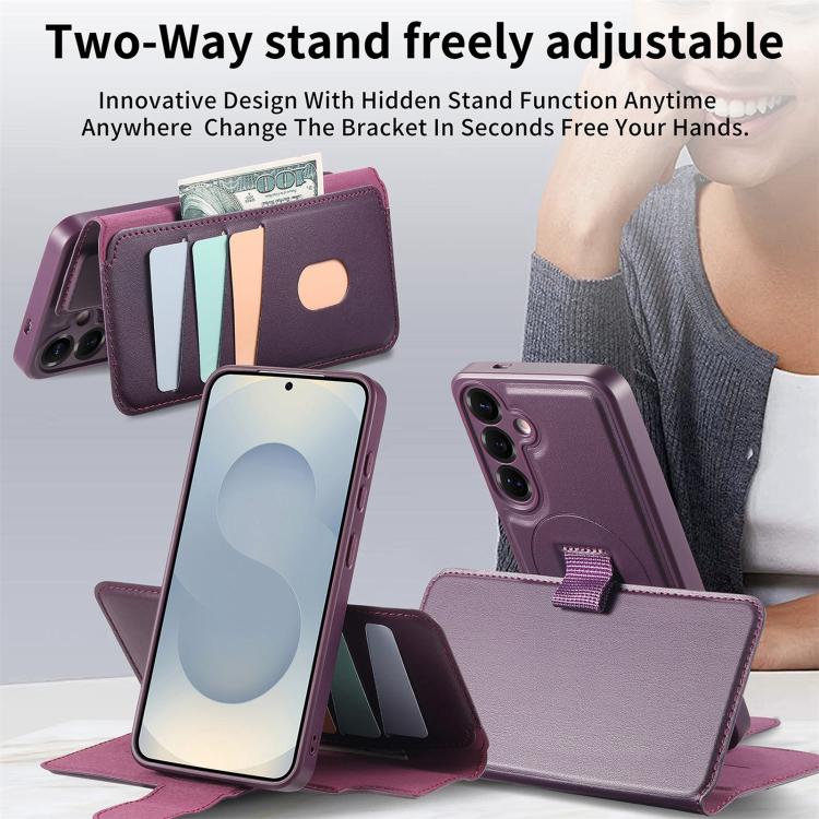 For Samsung Galaxy S25+ / S24+ 5G CaseNeo Finger Grip Strap MagSafe Leather Phone Case(Purple) - Galaxy S25+ 5G Cases by CaseNeo | Online Shopping UK | buy2fix