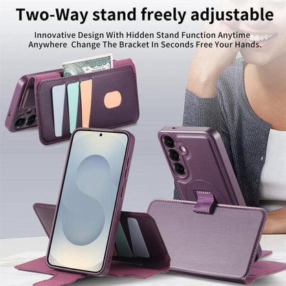 For Samsung Galaxy S25+ / S24+ 5G CaseNeo Finger Grip Strap MagSafe Leather Phone Case(Purple) - Galaxy S25+ 5G Cases by CaseNeo | Online Shopping UK | buy2fix