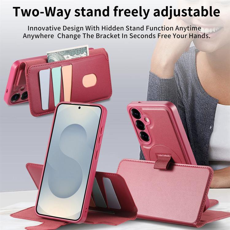 For Samsung Galaxy S25+ / S24+ 5G CaseNeo Finger Grip Strap MagSafe Leather Phone Case(Red) - Galaxy S25+ 5G Cases by CaseNeo | Online Shopping UK | buy2fix