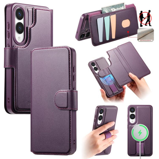 For Samsung Galaxy S25 Edge 5G CaseNeo Finger Grip Strap MagSafe Leather Phone Case(Purple) - Galaxy S25 Edge 5G Cases by CaseNeo | Online Shopping UK | buy2fix