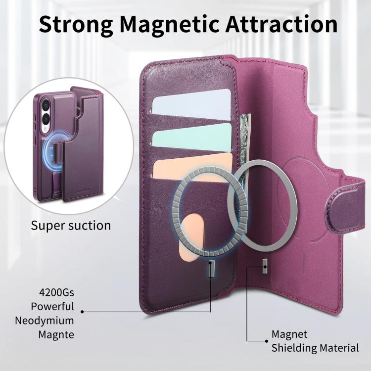 For Samsung Galaxy S25 Edge 5G CaseNeo Finger Grip Strap MagSafe Leather Phone Case(Purple) - Galaxy S25 Edge 5G Cases by CaseNeo | Online Shopping UK | buy2fix