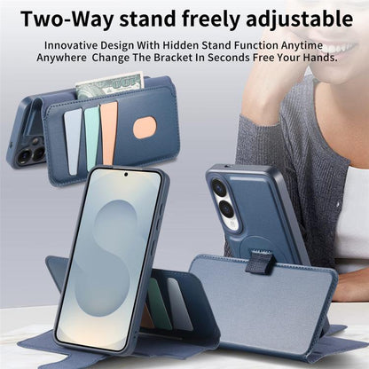 For Samsung Galaxy S25 Edge 5G CaseNeo Finger Grip Strap MagSafe Leather Phone Case(Blue) - Galaxy S25 Edge 5G Cases by CaseNeo | Online Shopping UK | buy2fix