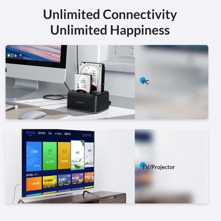 ORICO 6819C3 2.5 / 3.5 inch HDD / SSD Single Bay SATA Drive Docking Station, US Plug(Black) - HDD Enclosure by ORICO | Online Shopping UK | buy2fix