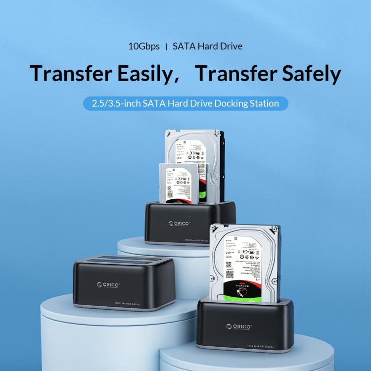 ORICO 6819C3 2.5 / 3.5 inch HDD / SSD Single Bay SATA Drive Docking Station, EU Plug (Black) - HDD Enclosure by ORICO | Online Shopping UK | buy2fix