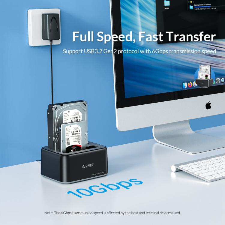 ORICO 6819C3 2.5 / 3.5 inch HDD / SSD Single Bay SATA Drive Docking Station, EU Plug (Black) - HDD Enclosure by ORICO | Online Shopping UK | buy2fix