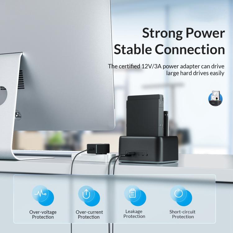 ORICO 6819C3 2.5 / 3.5 inch HDD / SSD Single Bay SATA Drive Docking Station, EU Plug (Black) - HDD Enclosure by ORICO | Online Shopping UK | buy2fix