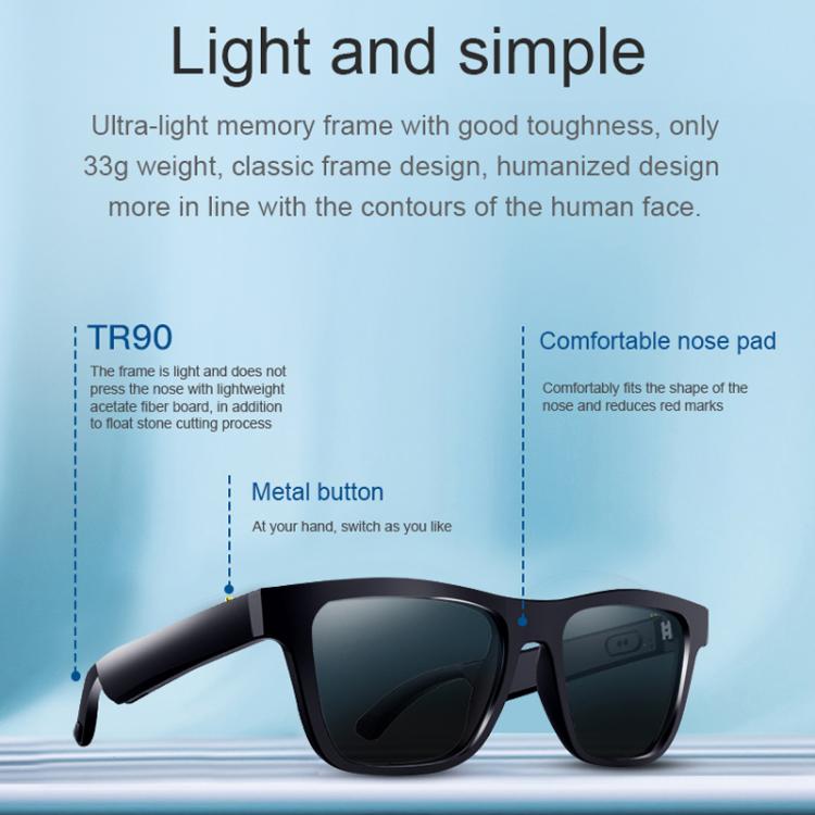 E10 Smart Audio Bluetooth Glasses, Style: Button Style(Transparent) - Smart Glasses by buy2fix | Online Shopping UK | buy2fix