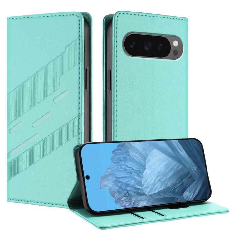For Google Pixel 10 Pro XL Embossed Multi-functional Wallet Retro Leather Phone Case(Mint Green) - Google Cases by buy2fix | Online Shopping UK | buy2fix