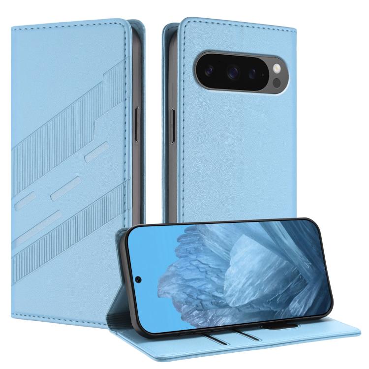 For Google Pixel 10 Pro XL Embossed Multi-functional Wallet Retro Leather Phone Case(Light Blue) - Google Cases by buy2fix | Online Shopping UK | buy2fix