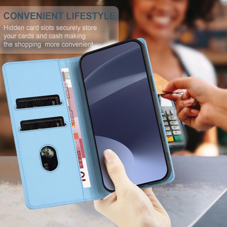 For Google Pixel 10 Pro XL Embossed Multi-functional Wallet Retro Leather Phone Case(Light Blue) - Google Cases by buy2fix | Online Shopping UK | buy2fix