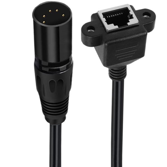 XLR 5 Pin Male to RJ45 Female Audio Cable, Length: 30cm(Black) - Lan Cable and Tools by buy2fix | Online Shopping UK | buy2fix