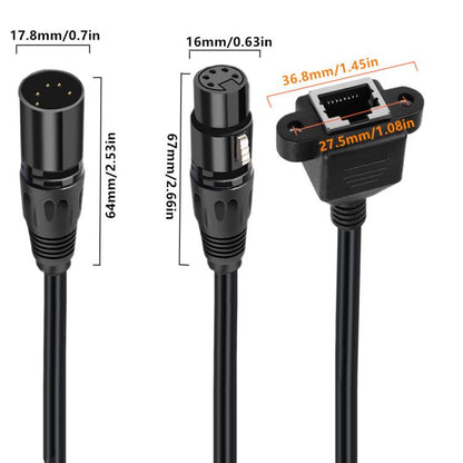 XLR 5 Pin Male to RJ45 Female Audio Cable, Length: 30cm(Black) - Lan Cable and Tools by buy2fix | Online Shopping UK | buy2fix