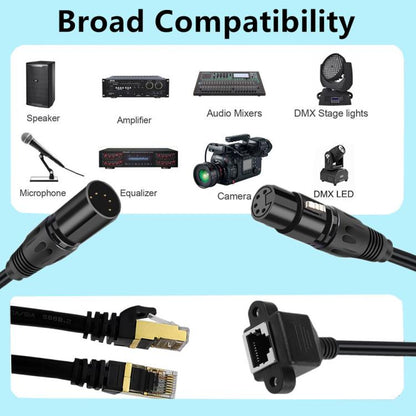 XLR 5 Pin Male to RJ45 Female Audio Cable, Length: 30cm(Black) - Lan Cable and Tools by buy2fix | Online Shopping UK | buy2fix