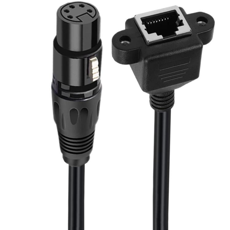 XLR 5 Pin Female to RJ45 Female Audio Cable, Length: 30cm(Black) - Lan Cable and Tools by buy2fix | Online Shopping UK | buy2fix