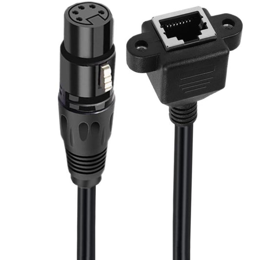 XLR 5 Pin Female to RJ45 Female Audio Cable, Length: 30cm(Black) - Lan Cable and Tools by buy2fix | Online Shopping UK | buy2fix