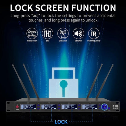XTUGA M6604S-H Diversity Wireless Microphone System 4 Channel UHF Handheld Microphone - Microphone by XTUGA | Online Shopping UK | buy2fix