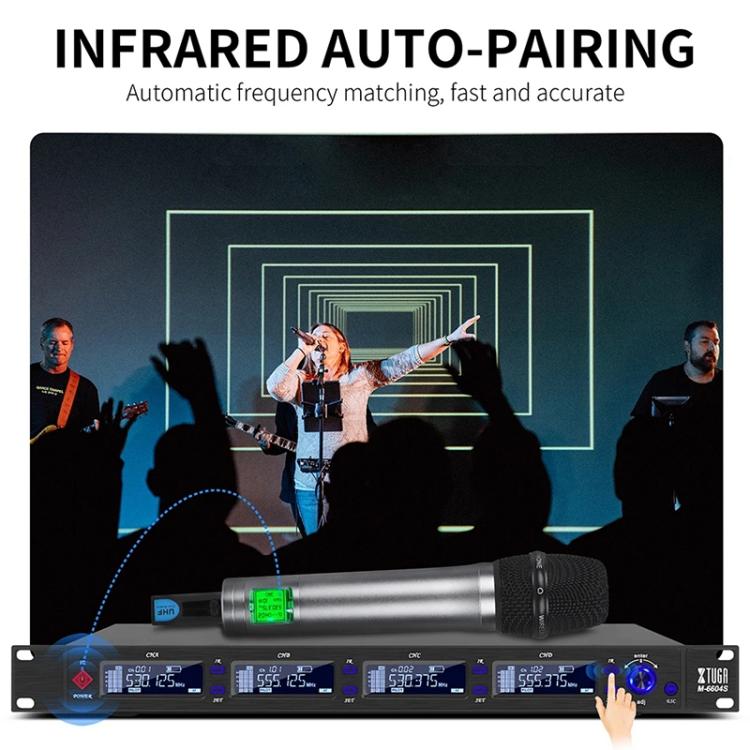 XTUGA M6604S-H Diversity Wireless Microphone System 4 Channel UHF Handheld Microphone - Microphone by XTUGA | Online Shopping UK | buy2fix