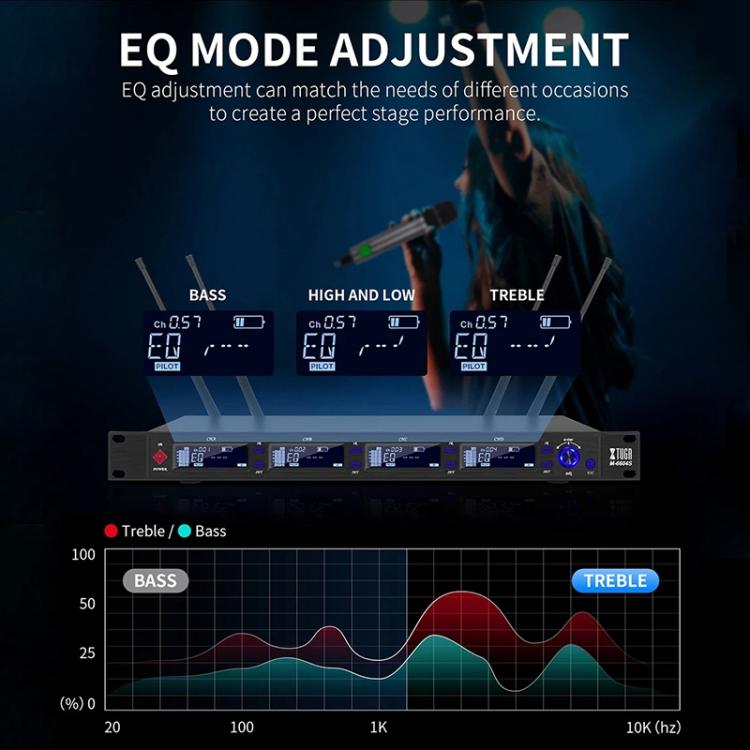 XTUGA M6604S-H Diversity Wireless Microphone System 4 Channel UHF Handheld Microphone - Microphone by XTUGA | Online Shopping UK | buy2fix