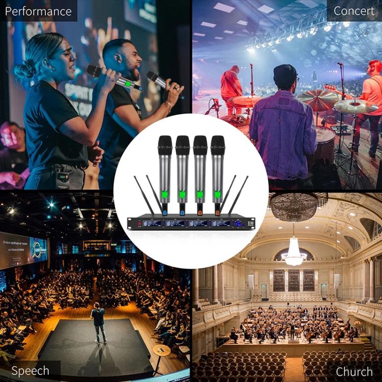 XTUGA M6604S-H Diversity Wireless Microphone System 4 Channel UHF Handheld Microphone - Microphone by XTUGA | Online Shopping UK | buy2fix