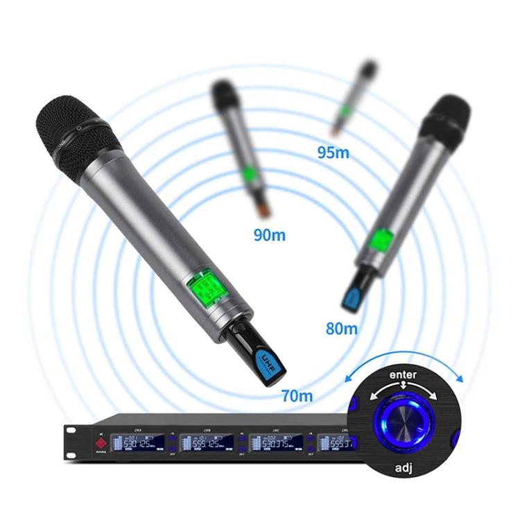 XTUGA M6604S-H Diversity Wireless Microphone System 4 Channel UHF Handheld Microphone - Microphone by XTUGA | Online Shopping UK | buy2fix