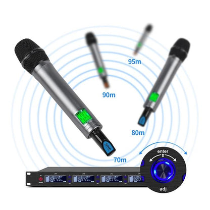 XTUGA M6604S-H Diversity Wireless Microphone System 4 Channel UHF Handheld Microphone - Microphone by XTUGA | Online Shopping UK | buy2fix