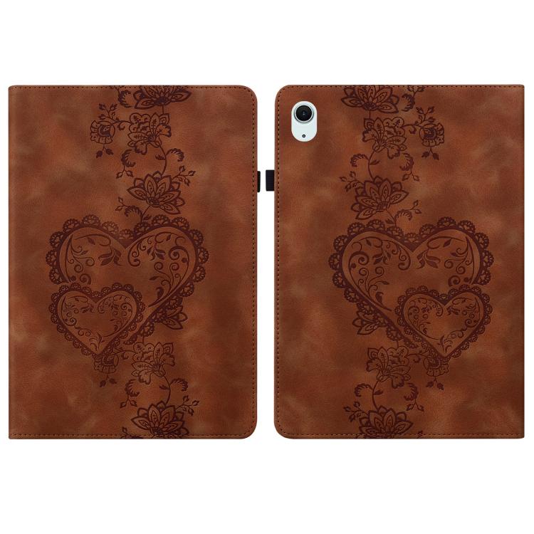 For iPad Air 11 2025 / 2024 Love Hearts Embossed Leather Smart Tablet Case(Brown) - iPad Air 11 2025 / 2024 Cases by buy2fix | Online Shopping UK | buy2fix
