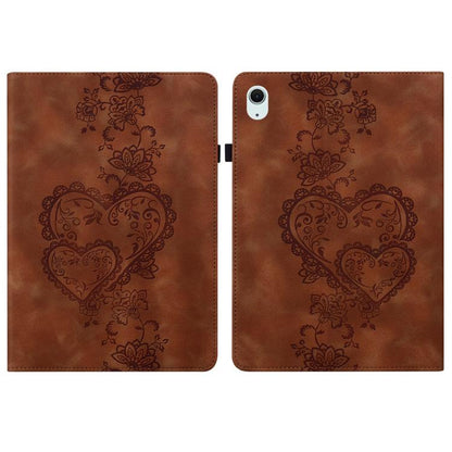For iPad Air 11 2025 / 2024 Love Hearts Embossed Leather Smart Tablet Case(Brown) - iPad Air 11 2025 / 2024 Cases by buy2fix | Online Shopping UK | buy2fix