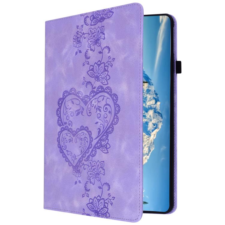 For iPad Air 13 2025 / 2024 / Pro 12.9 Love Hearts Embossed Leather Smart Tablet Case(Purple) - iPad Air 13 2025 / 2024 Cases by buy2fix | Online Shopping UK | buy2fix