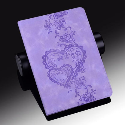 For iPad Air 13 2025 / 2024 / Pro 12.9 Love Hearts Embossed Leather Smart Tablet Case(Purple) - iPad Air 13 2025 / 2024 Cases by buy2fix | Online Shopping UK | buy2fix
