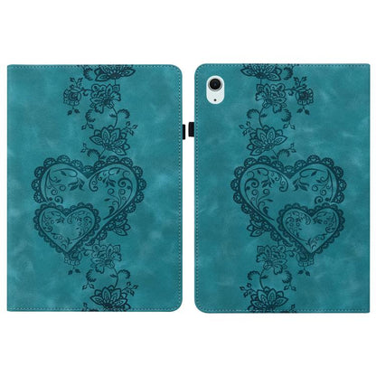 For iPad Air 13 2025 / 2024 / Pro 12.9 Love Hearts Embossed Leather Smart Tablet Case(Green) - iPad Air 13 2025 / 2024 Cases by buy2fix | Online Shopping UK | buy2fix