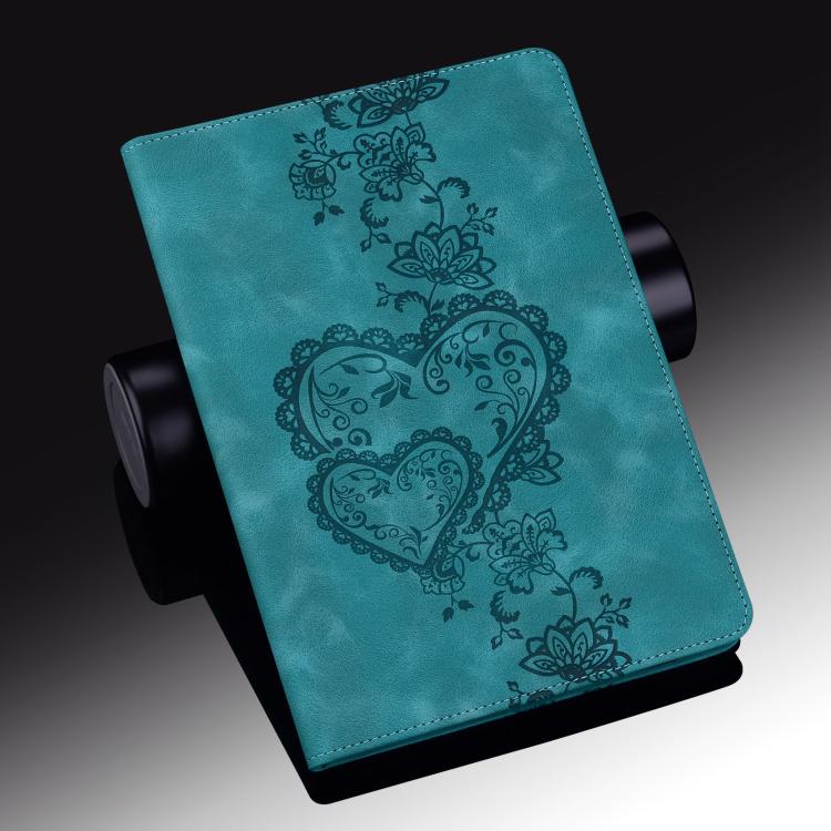 For iPad Air 13 2025 / 2024 / Pro 12.9 Love Hearts Embossed Leather Smart Tablet Case(Green) - iPad Air 13 2025 / 2024 Cases by buy2fix | Online Shopping UK | buy2fix