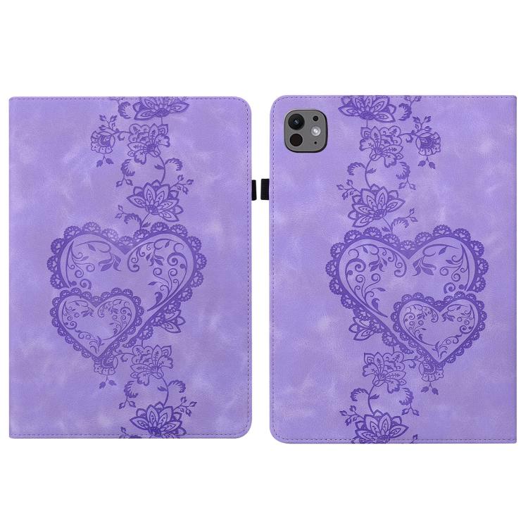 For iPad Pro 13 2024 Love Hearts Embossed Leather Smart Tablet Case(Purple) - iPad Pro 13 2024 Cases by buy2fix | Online Shopping UK | buy2fix