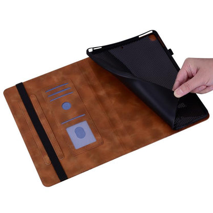 For iPad Pro 11 2024 Love Hearts Embossed Leather Smart Tablet Case(Brown) - iPad Pro 11 2024 Cases by buy2fix | Online Shopping UK | buy2fix