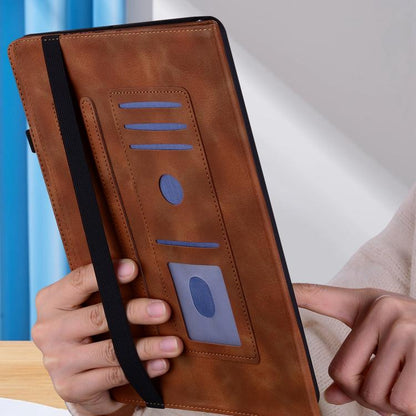 For iPad Pro 11 2024 Love Hearts Embossed Leather Smart Tablet Case(Brown) - iPad Pro 11 2024 Cases by buy2fix | Online Shopping UK | buy2fix