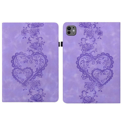 For iPad Pro 11 2024 Love Hearts Embossed Leather Smart Tablet Case(Purple) - iPad Pro 11 2024 Cases by buy2fix | Online Shopping UK | buy2fix