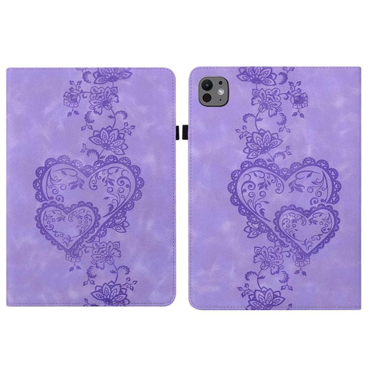 For iPad Pro 11 2024 Love Hearts Embossed Leather Smart Tablet Case(Purple) - iPad Pro 11 2024 Cases by buy2fix | Online Shopping UK | buy2fix