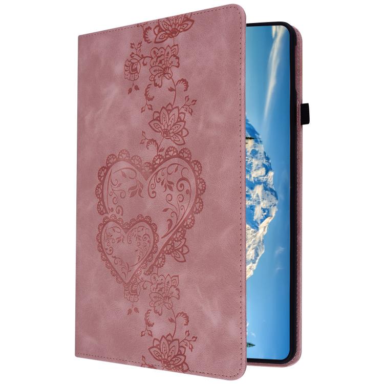 For iPad Pro 11 2024 Love Hearts Embossed Leather Smart Tablet Case(Pink) - iPad Pro 11 2024 Cases by buy2fix | Online Shopping UK | buy2fix