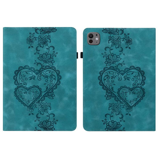 For iPad Pro 11 2024 Love Hearts Embossed Leather Smart Tablet Case(Green) - iPad Pro 11 2024 Cases by buy2fix | Online Shopping UK | buy2fix