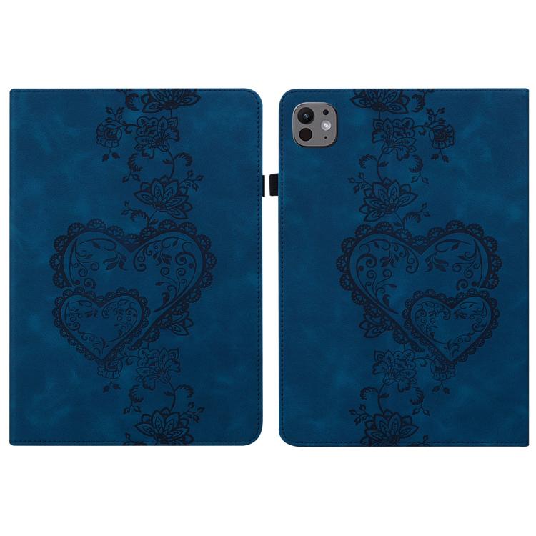 For iPad Pro 11 2024 Love Hearts Embossed Leather Smart Tablet Case(Dark Blue) - iPad Pro 11 2024 Cases by buy2fix | Online Shopping UK | buy2fix
