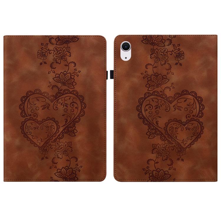 For iPad 10.2 2021 / Air 10.5 Love Hearts Embossed Leather Smart Tablet Case(Brown) - iPad 10.2 Cases by buy2fix | Online Shopping UK | buy2fix