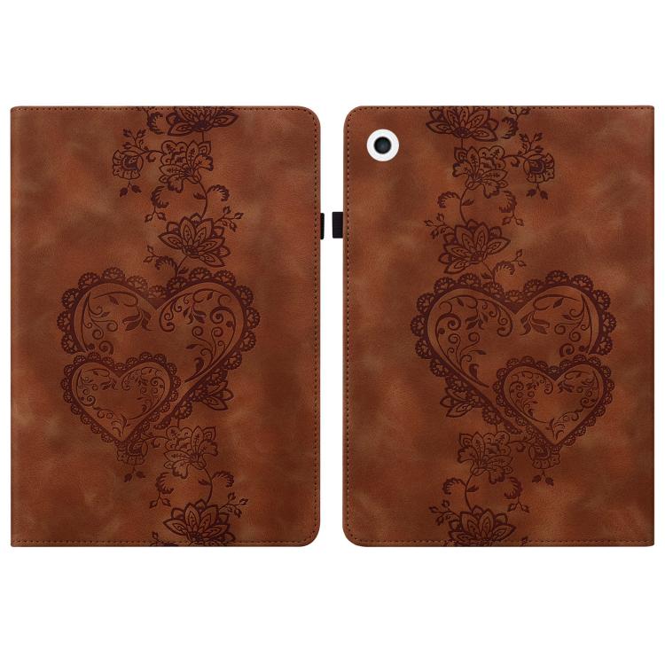 For iPad Air / Air 2 / 9.7 2017 / 2018 Love Hearts Embossed Leather Smart Tablet Case(Brown) - iPad 9.7 (2018) & (2017) Cases by buy2fix | Online Shopping UK | buy2fix