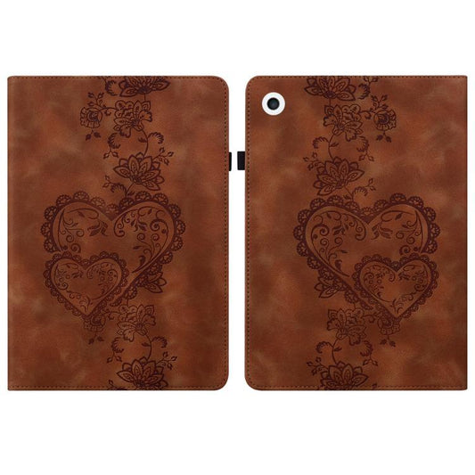 For iPad Air / Air 2 / 9.7 2017 / 2018 Love Hearts Embossed Leather Smart Tablet Case(Brown) - iPad 9.7 (2018) & (2017) Cases by buy2fix | Online Shopping UK | buy2fix
