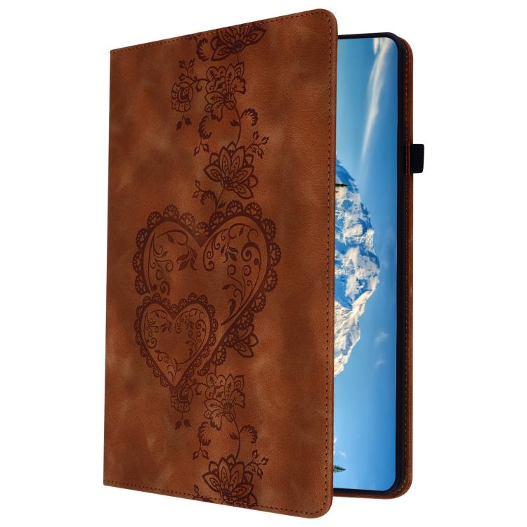 For iPad Air / Air 2 / 9.7 2017 / 2018 Love Hearts Embossed Leather Smart Tablet Case(Brown) - iPad 9.7 (2018) & (2017) Cases by buy2fix | Online Shopping UK | buy2fix