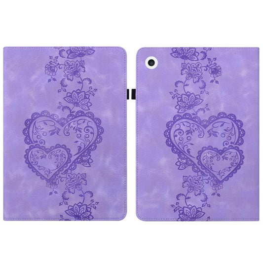 For iPad Air / Air 2 / 9.7 2017 / 2018 Love Hearts Embossed Leather Smart Tablet Case(Purple) - iPad 9.7 (2018) & (2017) Cases by buy2fix | Online Shopping UK | buy2fix