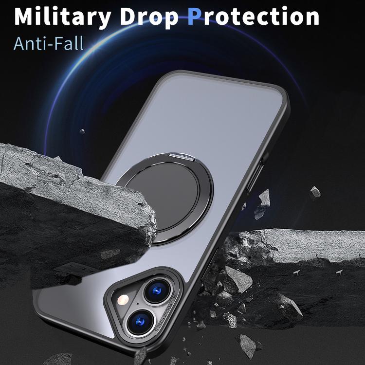 For iPhone 16 360-degree Rotating MagSafe Magnetic Holder Phone Case(Black) - iPhone 16 Cases by buy2fix | Online Shopping UK | buy2fix