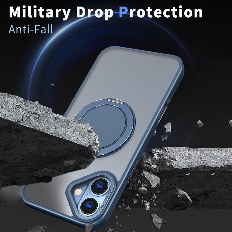 For iPhone 16 360-degree Rotating MagSafe Magnetic Holder Phone Case(Blue) - iPhone 16 Cases by buy2fix | Online Shopping UK | buy2fix